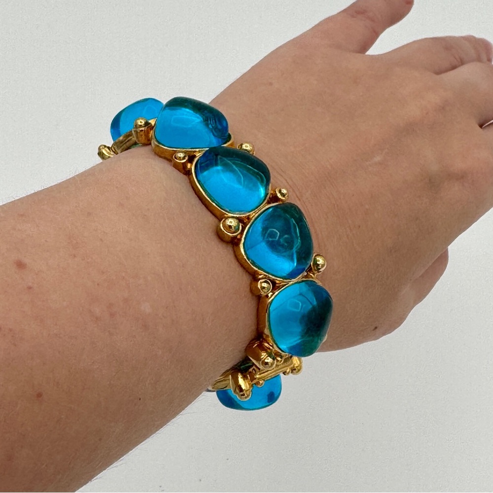 Kenneth Jay Lane Blue Cabochon Bracelet – Made in USA